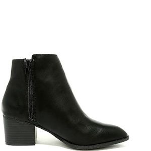 illusion black pointed ankle booties